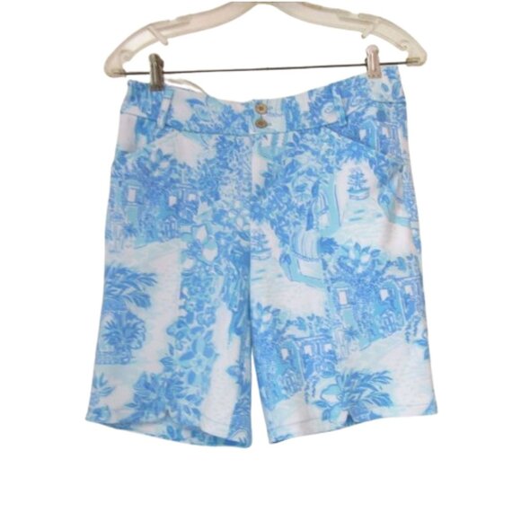 Lilly Pulitzer Pants - Lilly Pulitzer Luxletic 9” Bettina Bermuda Blue/White Shorts Size 4